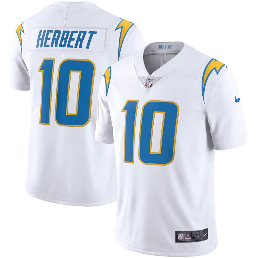 Men Los Angeles Chargers #10 Justin Herbert Nike White Vapor Limited NFL Jersey->los angeles chargers->NFL Jersey